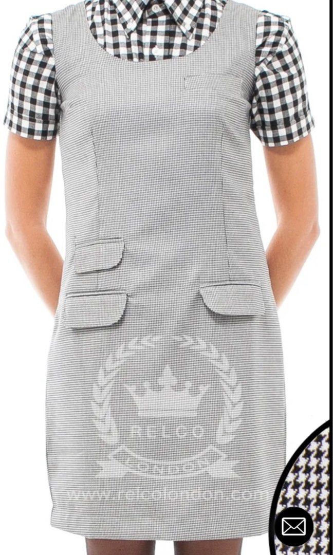 Relco london Dogtooth Pinafore Dress Fully Lined Women s Fashion Dresses Sets Dresses on Carousell