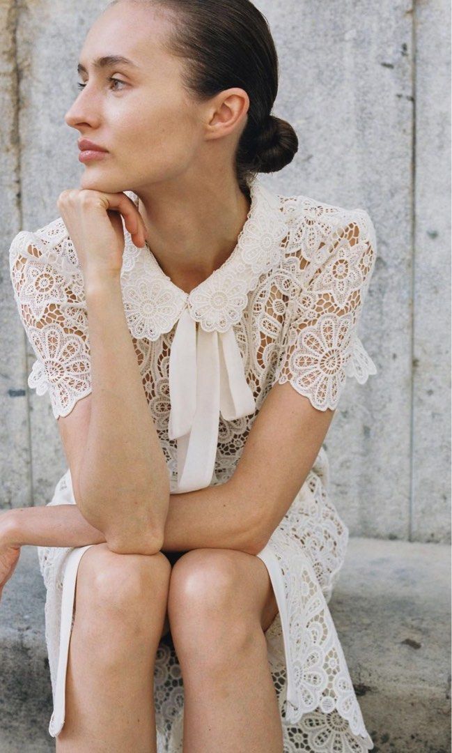 White lace sales short sleeve dress