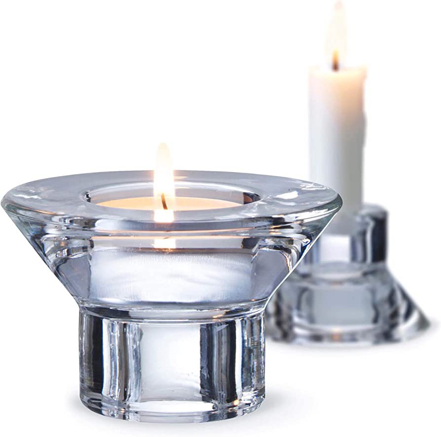 [Set of 4] Ikea NEGLINGE Glass Reversible Tea Light Candle Holder