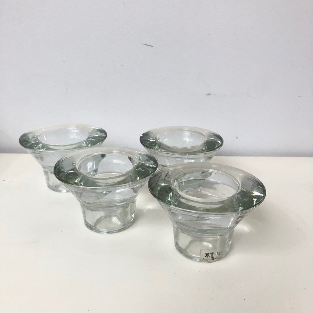 [Set of 4] Ikea NEGLINGE Glass Reversible Tea Light Candle Holder