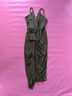 Sheike How To Love Me Longer Olive Khaki Green Low Cut Long Dress Size 10