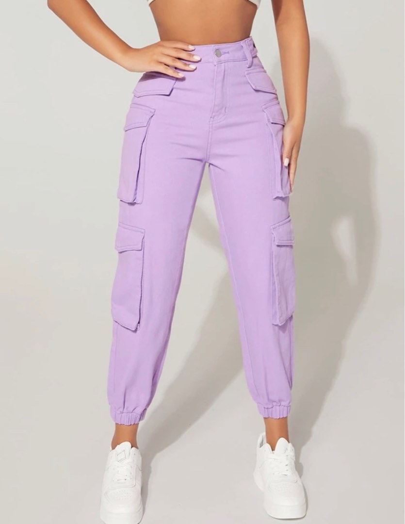 SHEIN PURPLE CARGO PANTS on Carousell