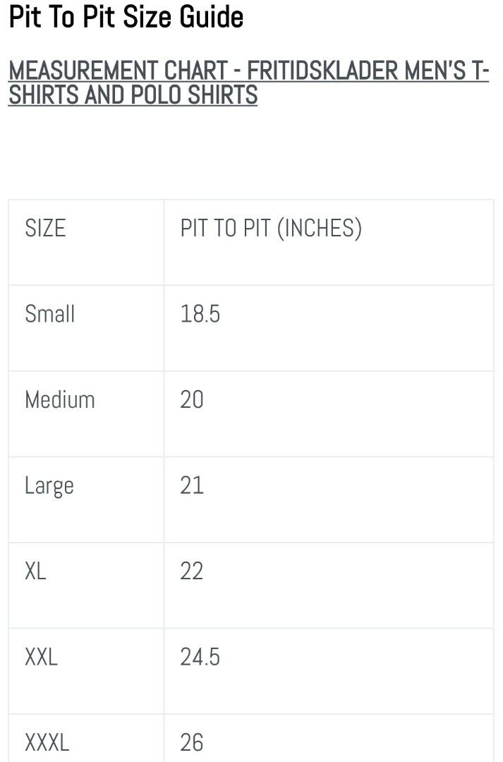 Pit To Pit Measurement Chart Men s Size Chart By Patagonia CASIA
