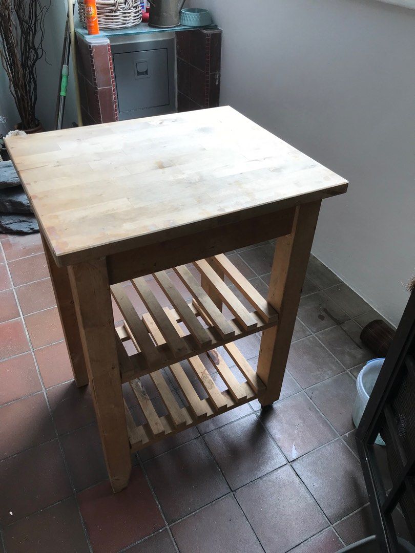 Simple Utility Table Solid Wooden utility table (IKEA), Furniture & Home Living, Furniture ...