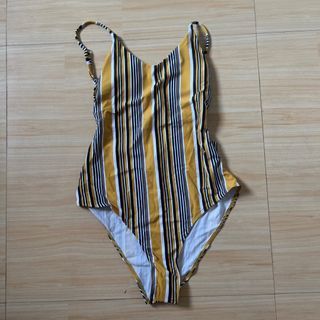 Stripe Mustard Yellow One Piece Bikini