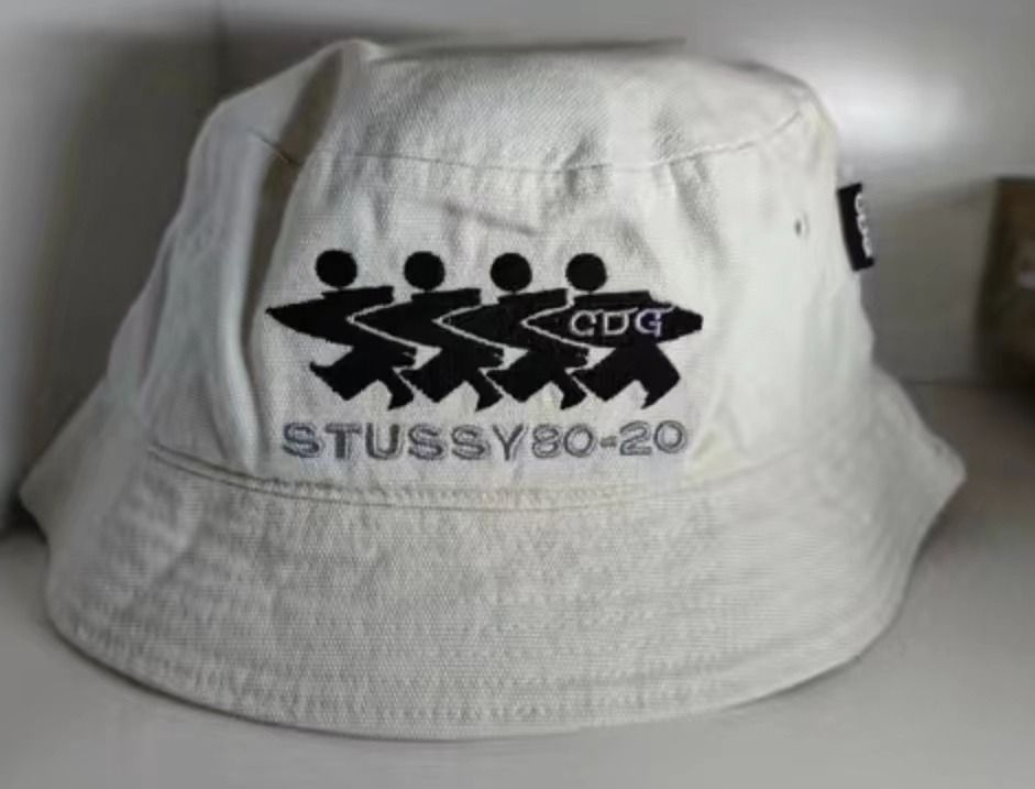 CDG X STUSSY Bucket Hat 白 L/XL-