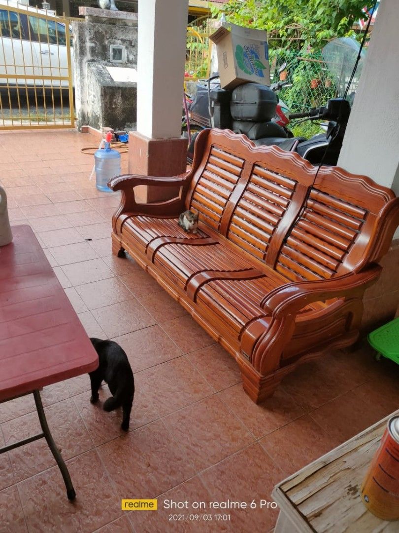 Teak Wood Sofa Set Kerusi Kayu Jati Sofa Raya Mewah Murah, Furniture