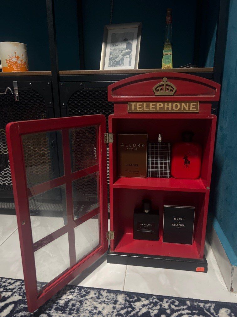 Red Line Telephone Rack Vintage Telephone booth rack, Furniture & Home Living, Home Decor, Wall ...