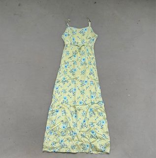 Vintage y2k green maxi midi dress floral fairycore cottagecore