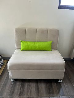 White velvet sofa with free pillow
