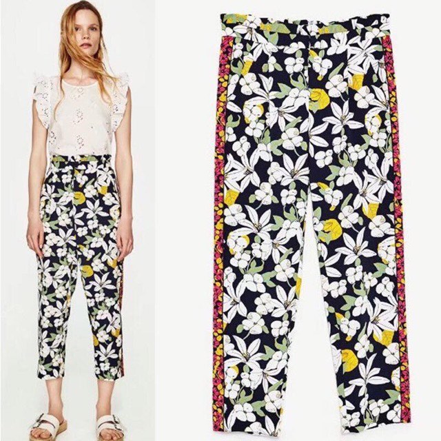 ZARA FLORAL PANTS on Carousell