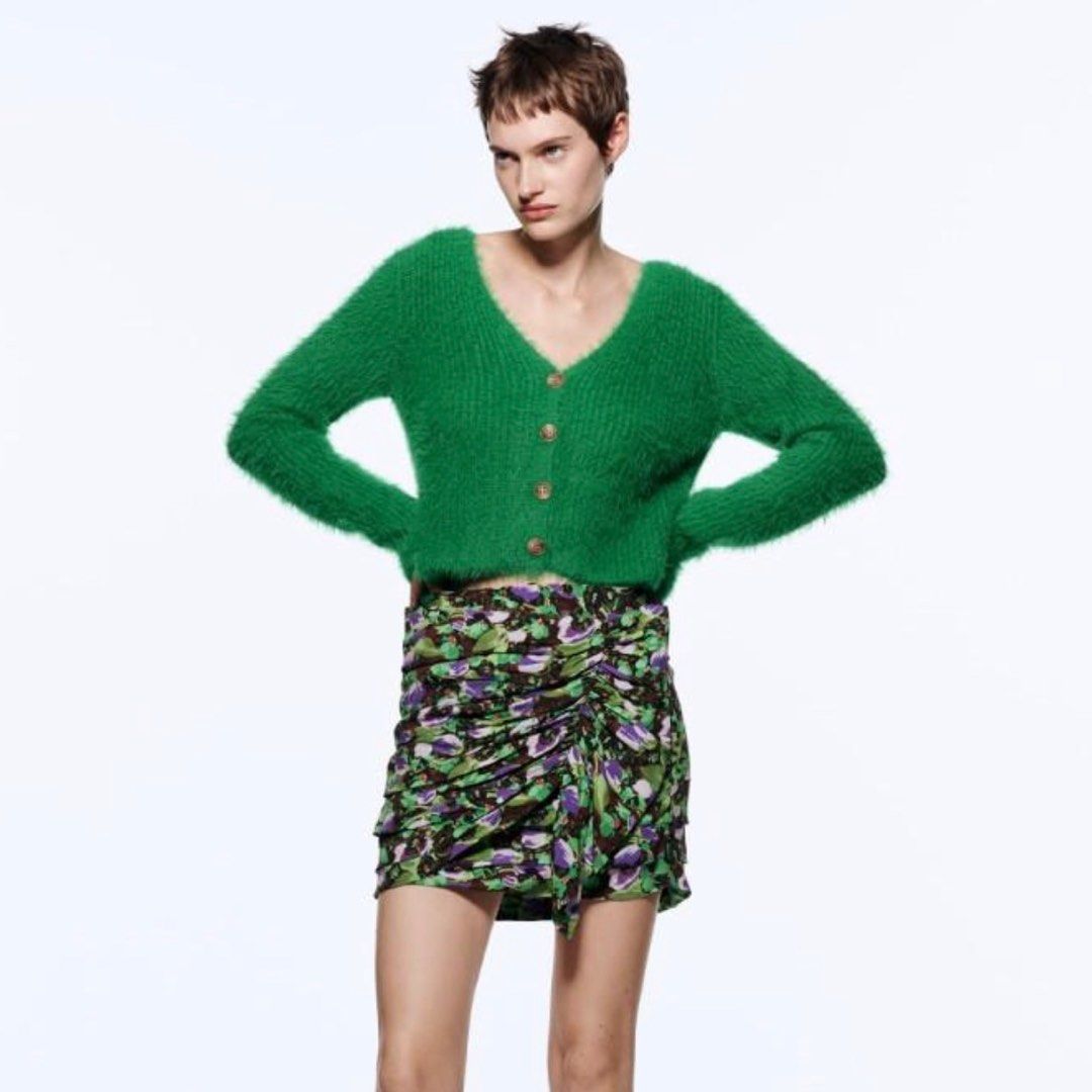 ZARA Floral Print Gathered Skirt Women s Fashion Bottoms Skirts on Carousell