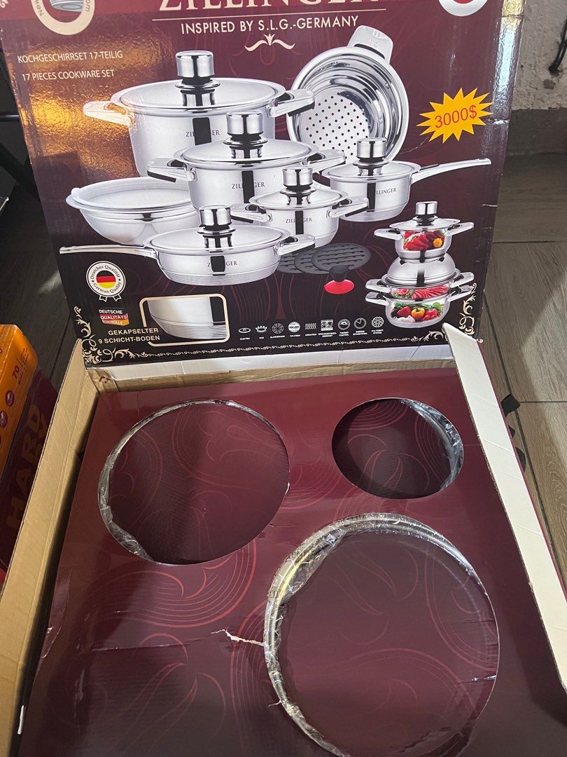 Zillinger cookware set 17 pcs (Category: Bathroom & Kitchen Fixtures) located in Las Pinas. Submitted by m_tec (Listing ID 1227594926, Image 3). Description: Zillinger cookware set 17 pcs New nakatago lang Rfs: di ginagamit.