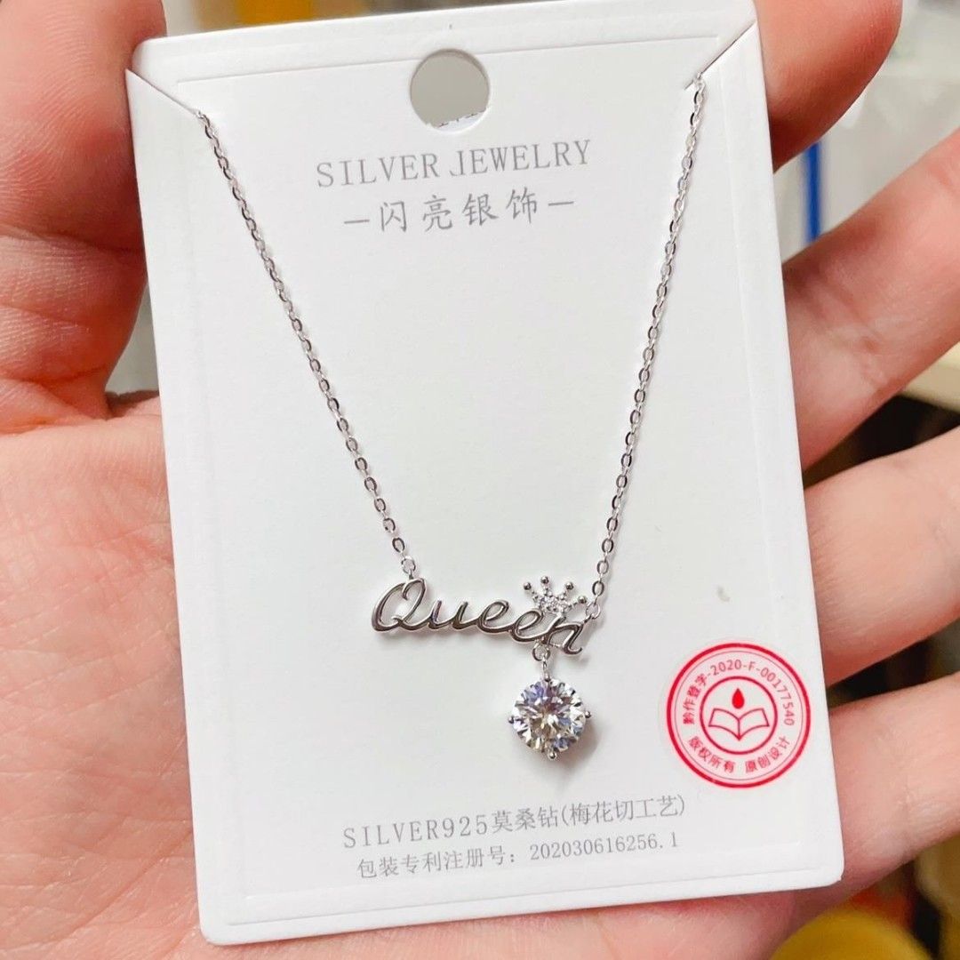S925 sterling sliver 1ct Moissanite Diamond Queen Necklace