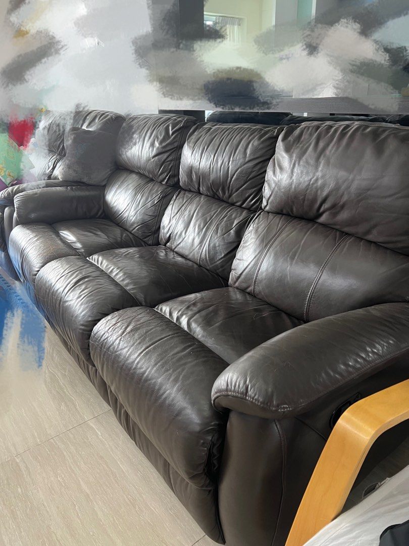 Free 3 seater leather sofa foot rest, Furniture & Home Living