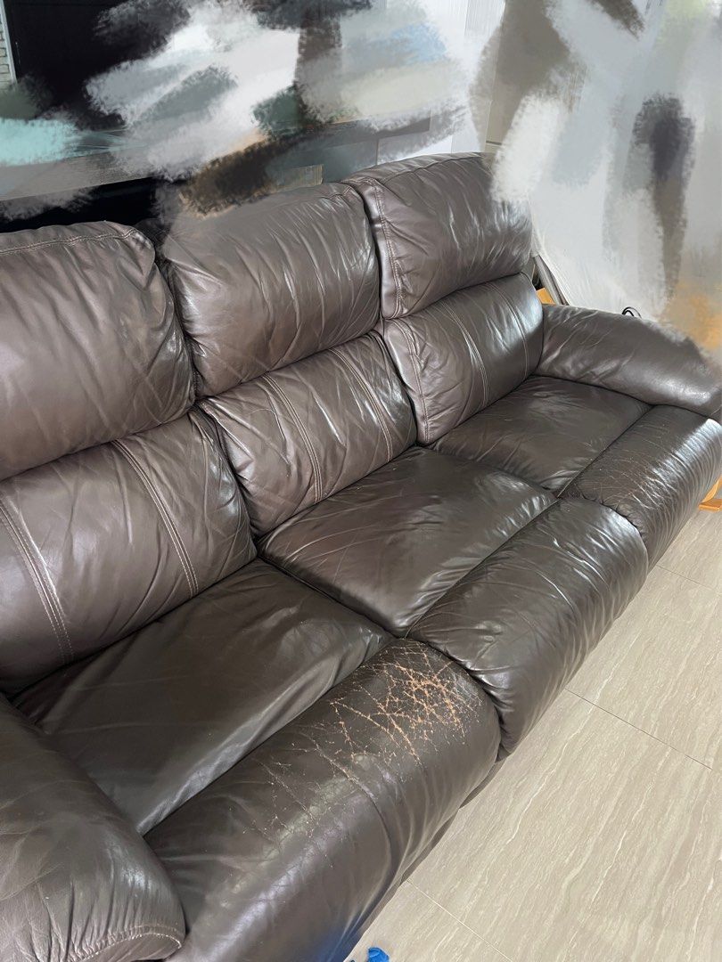 Free 3 seater leather sofa foot rest, Furniture & Home Living