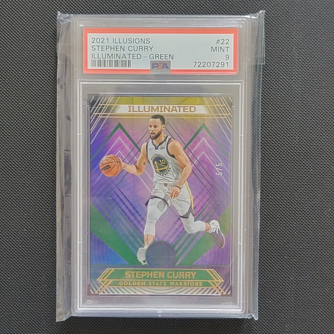 限5已鑑定2021 Illusions Tephen Curry Illuminated Green /5 Psa 9