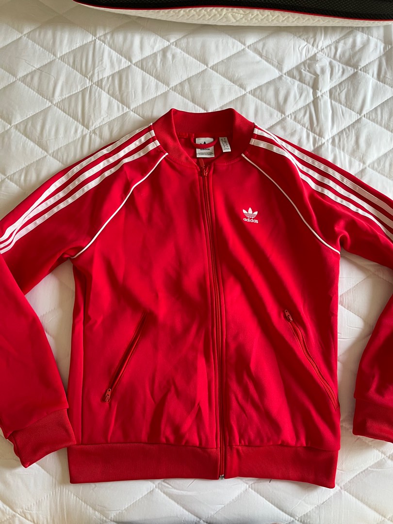 Red adidas new arrivals tracksuit jacket