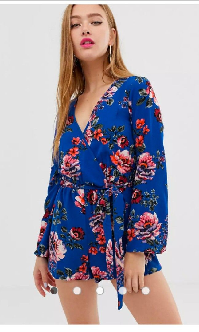 New look discount blue floral playsuit