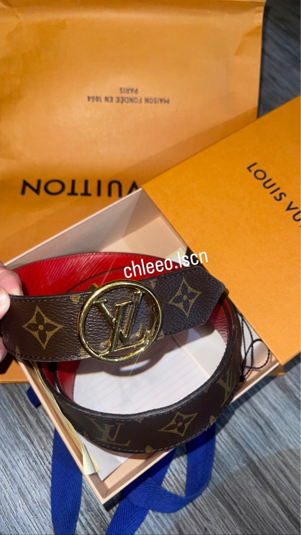 Louis Vuitton Monogram Black Epi 35mm LV Circle Reversible Belt 83