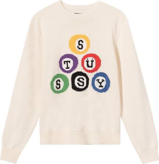 Authentic Stussy 8 Ball Knit Sweater, Women's Fashion, Tops