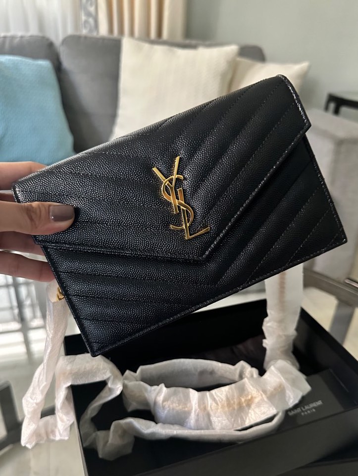 SALE ️ Authentic YSL Wallet On Chain (Small), Luxury, Bags & Wallets on