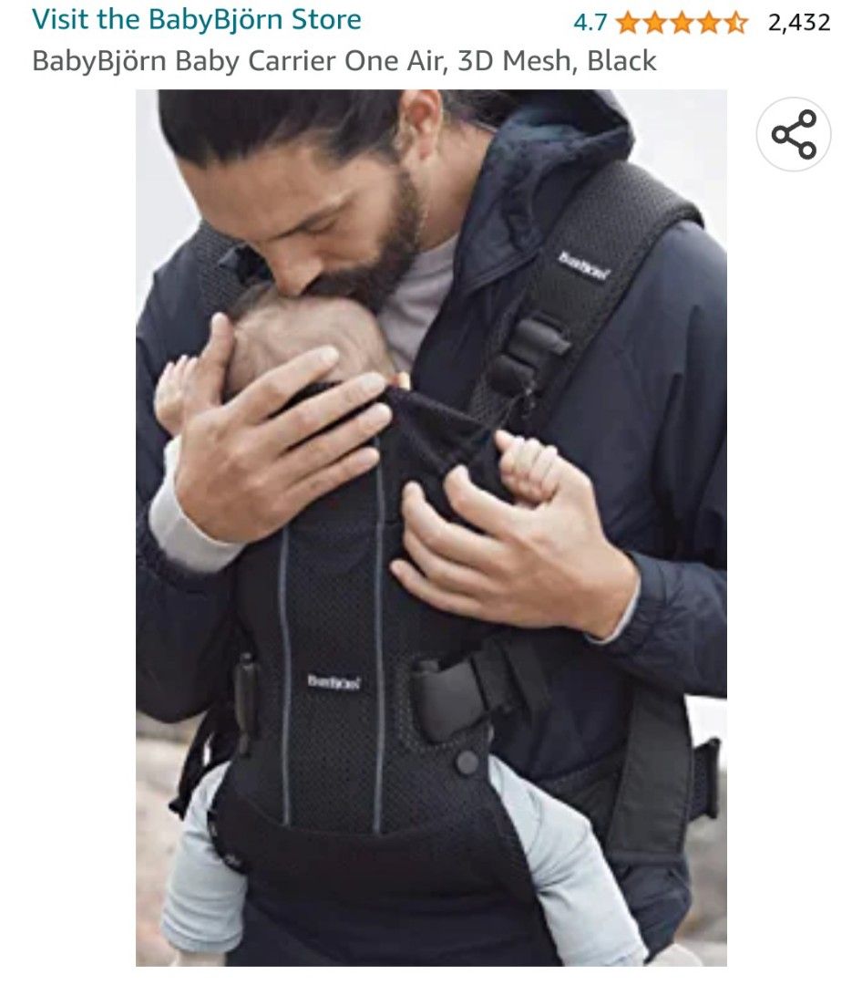BabyBjorn One Air 3D Mesh Black, Babies & Kids, Going Out, Carriers