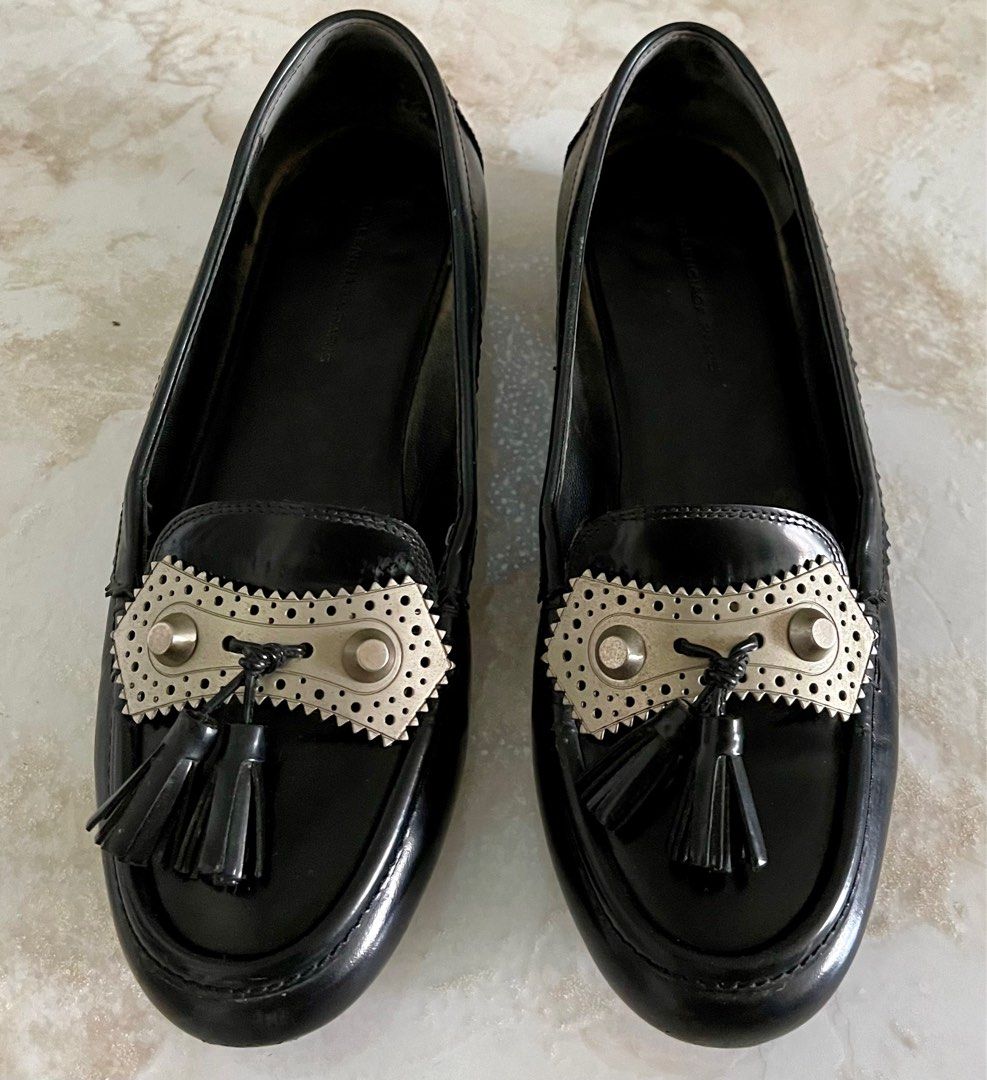 Balenciaga Women Metallic Stud Loafers Flats Ballet Black Leather Size 39  US 85  eBay