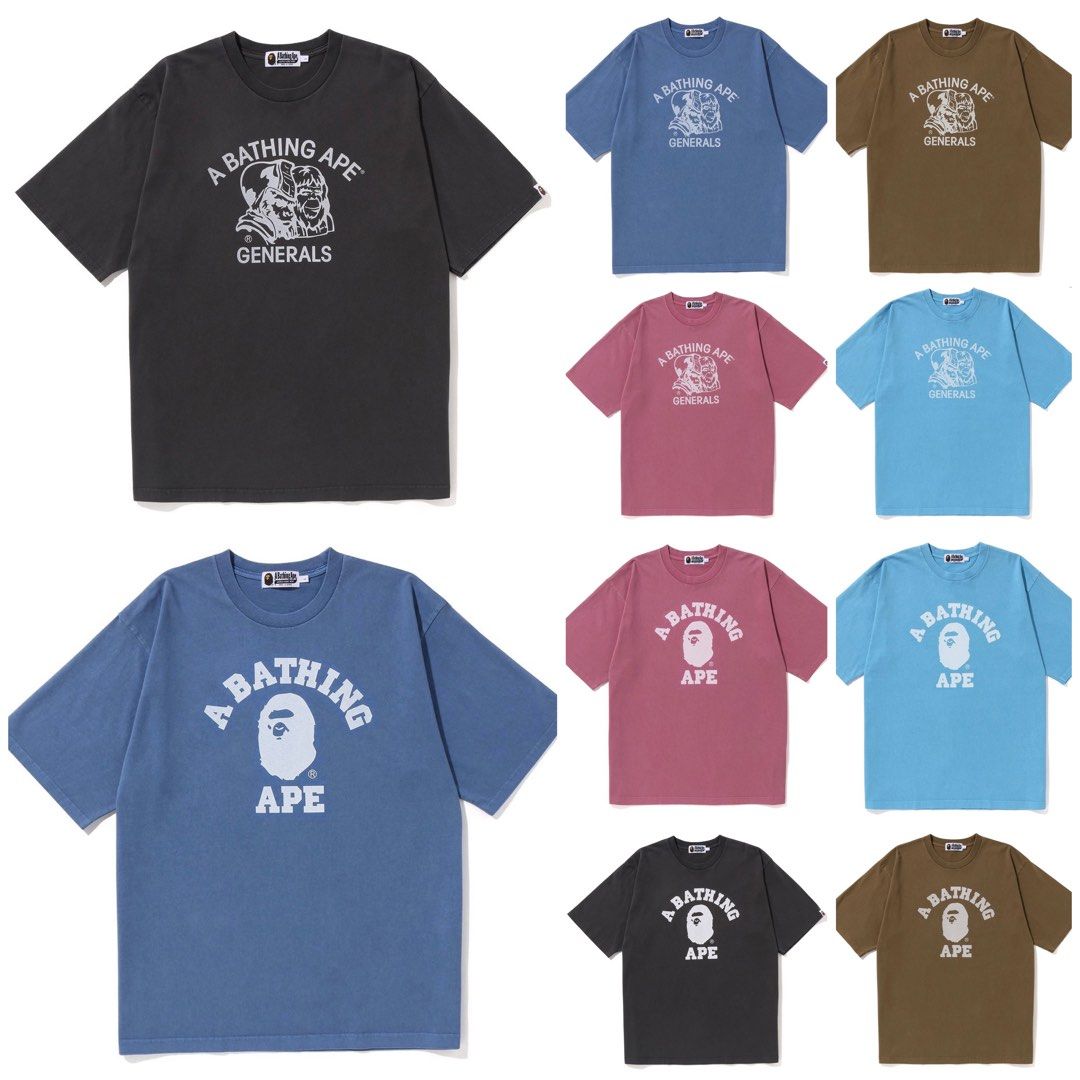 Bape pigment dyed general college relaxed fit tee