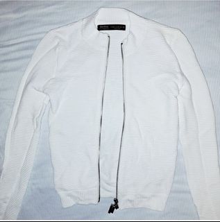 Bershka white knitted ribbed jacket