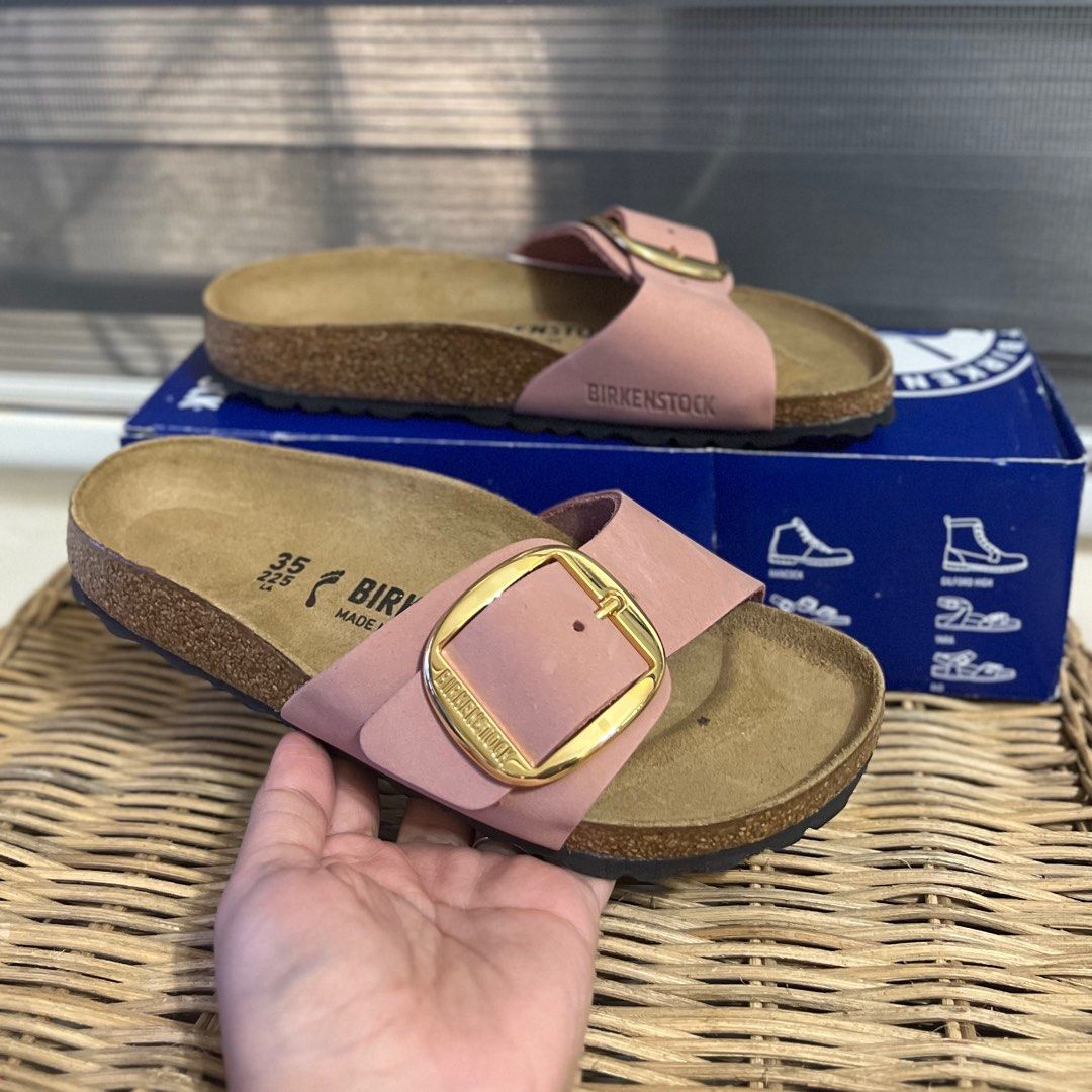 birkenstock madrid big buckle metallic rose