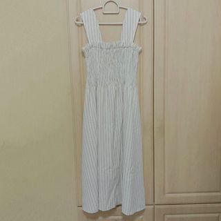 BN Smocked Midi Dress Striped White Dress BNWOT