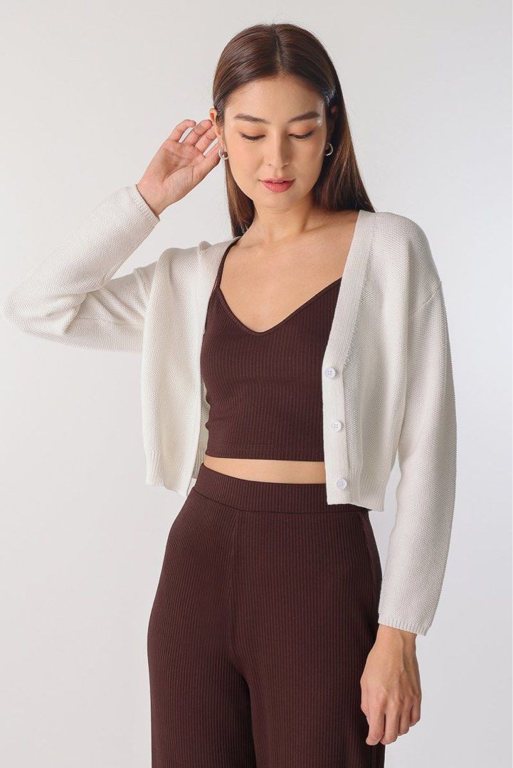 White waffle new arrivals cardigan
