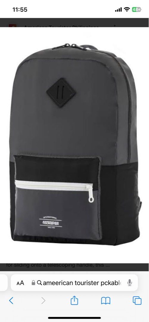 Brand new American Tourister packable backpack (Category: Backpacks) located in Makati City. Submitted by shoplecloset (Listing ID 1227774531, Image 1). Description: .