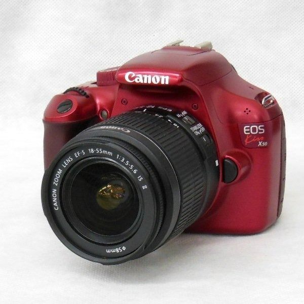 CANON佳能EOS KISS X50 EF-S18-55mm IS II鏡頭套裝紅, 攝影器材, 相機
