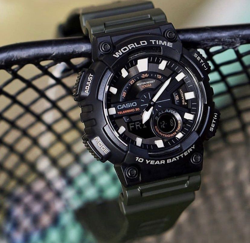 Casio Illuminator AEQ-110W-3A Digital Quartz AEQ110W-3A Army Green