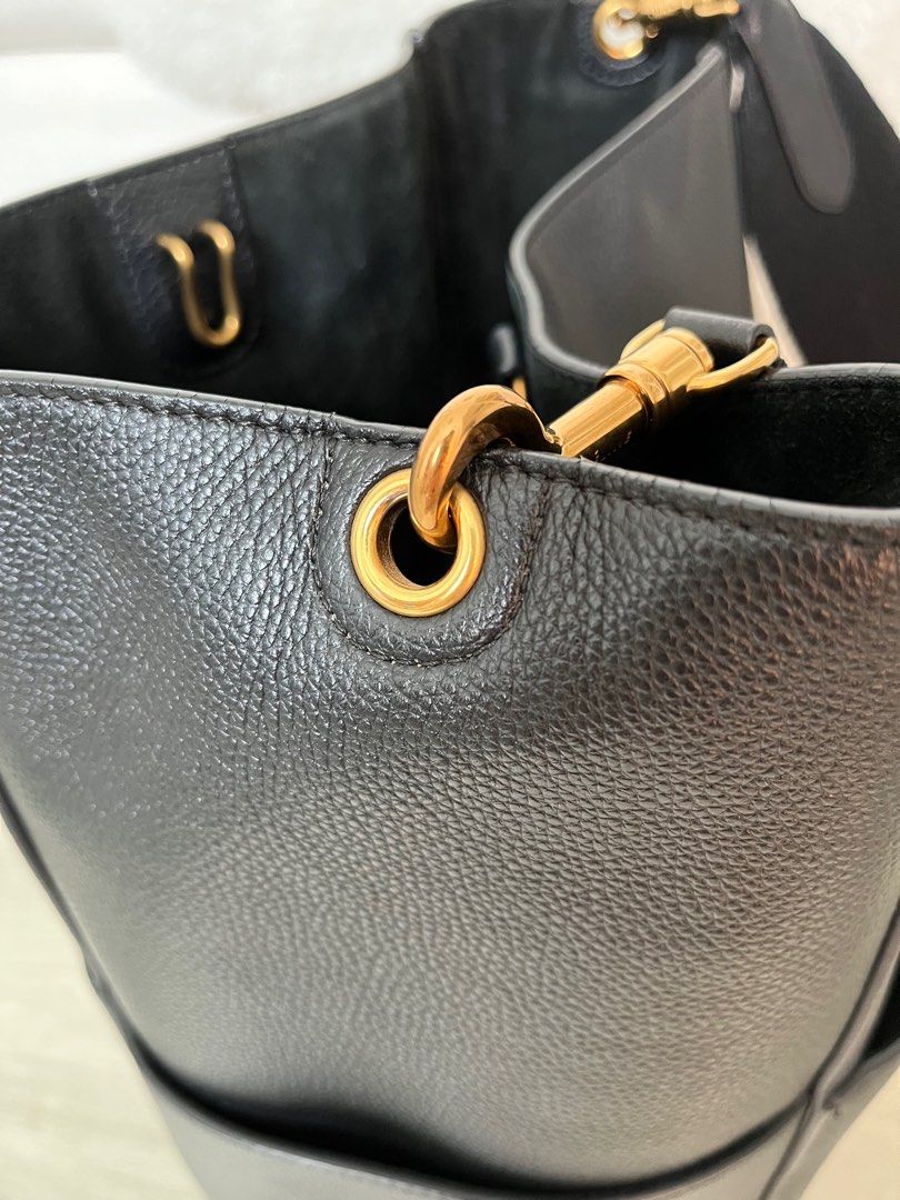 SANGLE SEAU BUCKET 24 BAG BLACK CALFSKIN