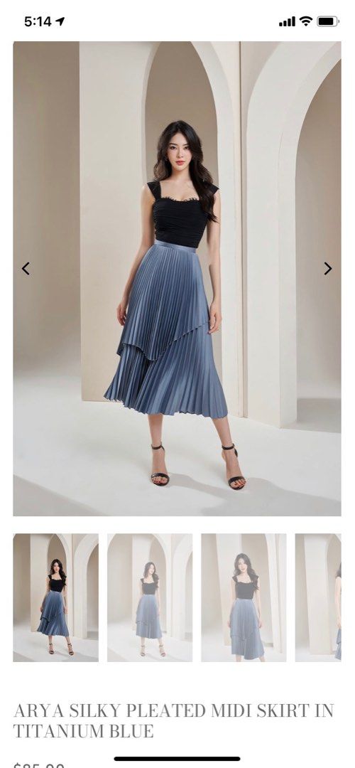 Ice blue pleated skirt shop