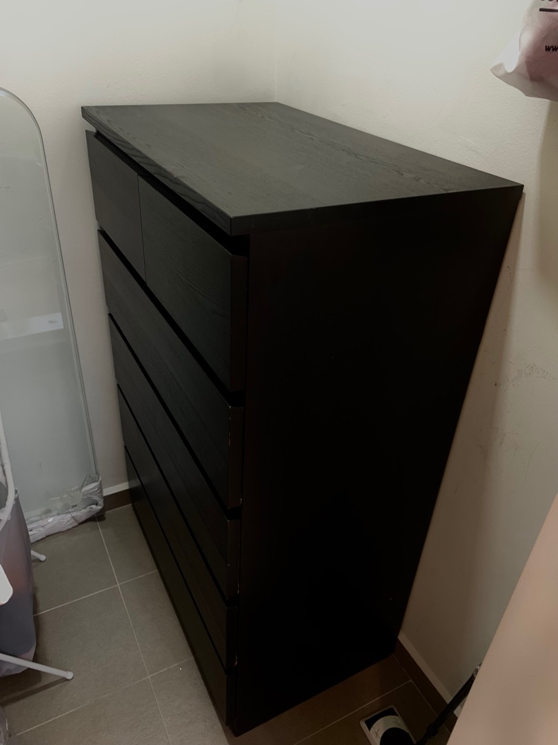 Chest of 6 drawers, black 80x123 cm IKEA, Furniture & Home Living