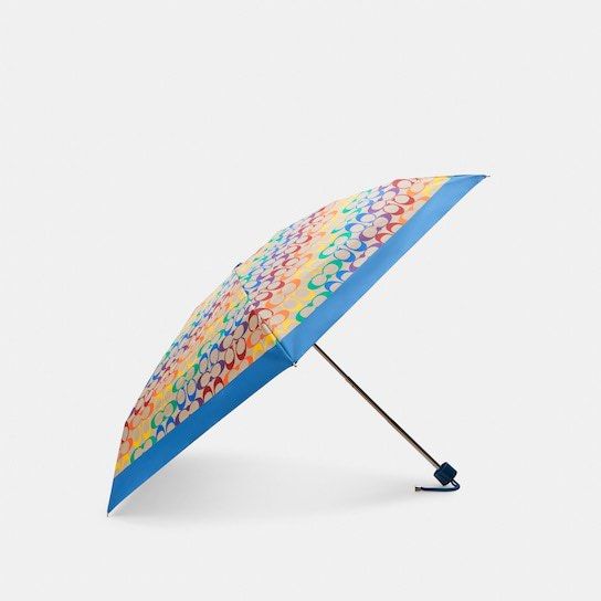 Coach UV Protection Mini Umbrella in Rainbow Signature, Hobbies & Toys