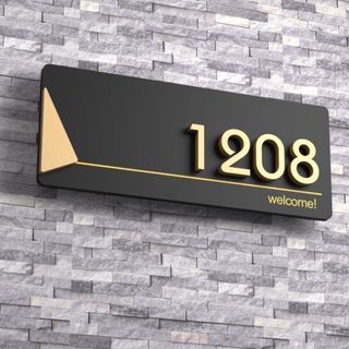 LeiDrail House Numbers Solar Powered Address Sign LED Illuminated Outdoor Metal Plaque Lighted Up for Home Yard Street