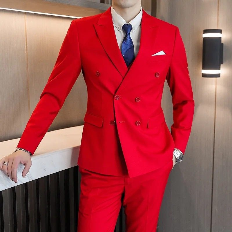 Red double sales breasted suit