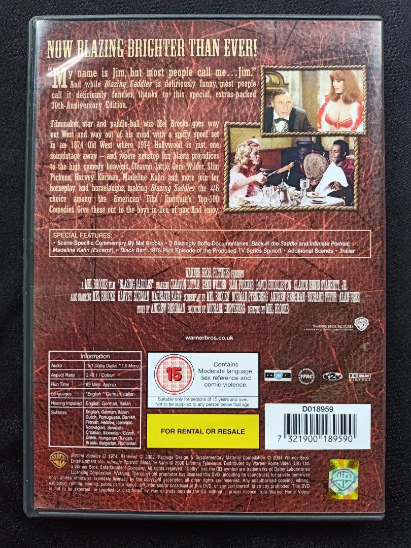 DVD Blazing Saddles, Hobbies & Toys, Music & Media, CDs & DVDs on Carousell