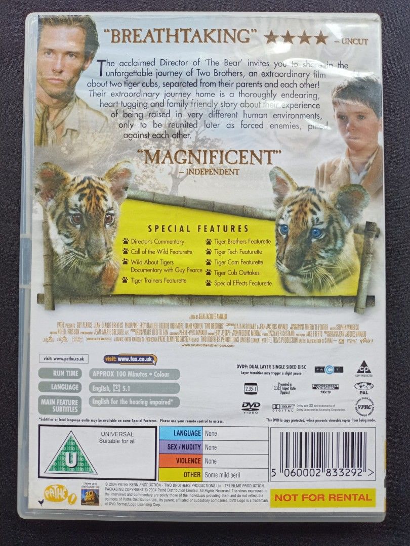 DVD Two Brothers, Hobbies & Toys, Music & Media, CDs & DVDs on Carousell