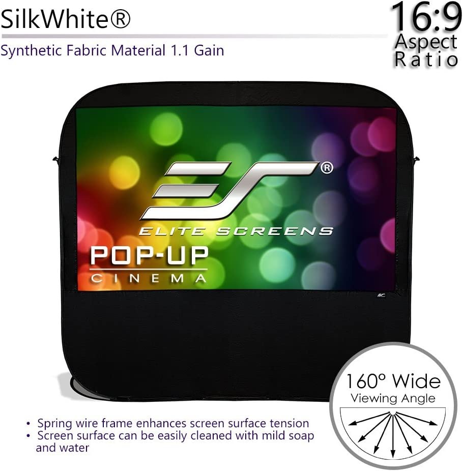 Elite Screens Popup Cinema 92inch 169 Portable Outdoor Fast Folding