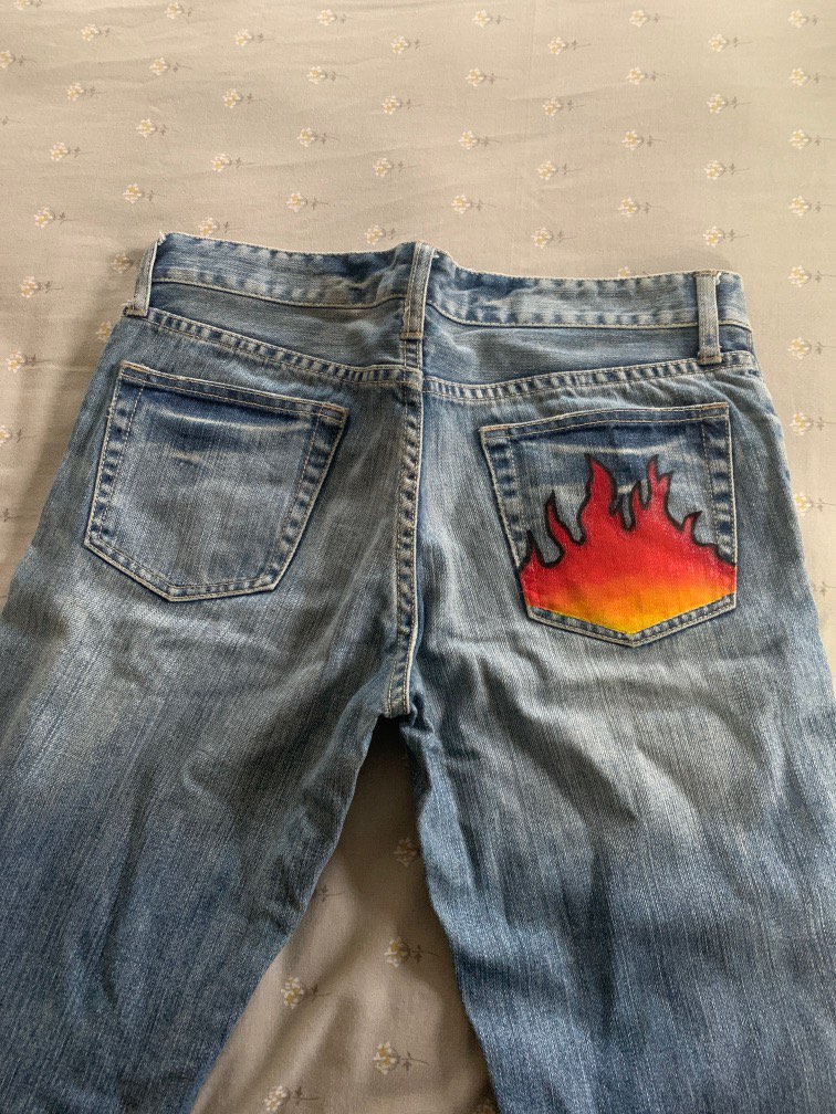 Fire painted jeans sale