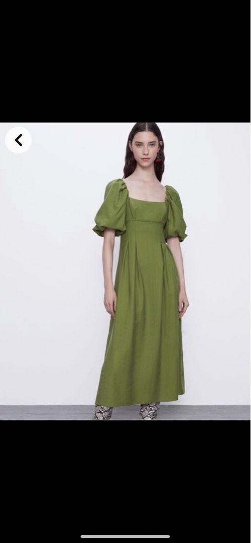 Green puff sleeve maxi dress on Carousell