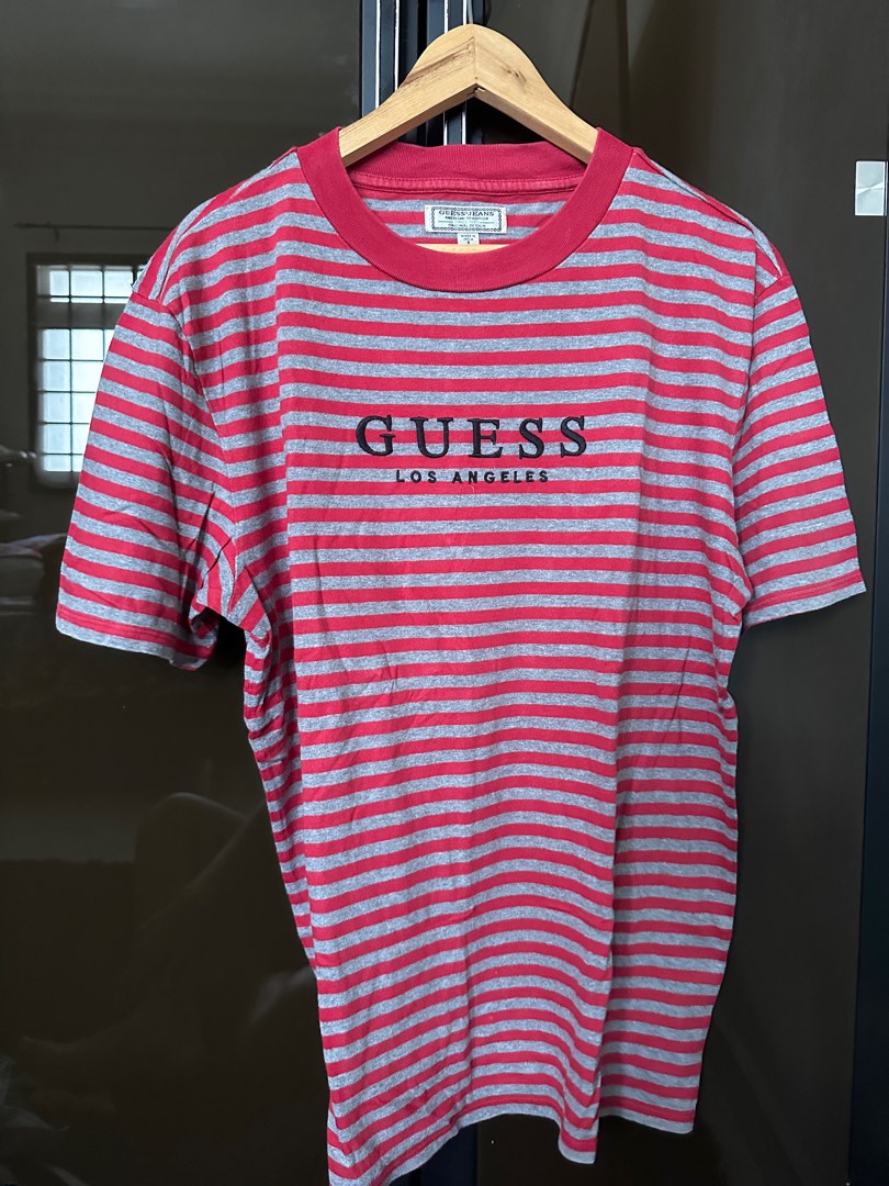 Guess red striped shirt hotsell