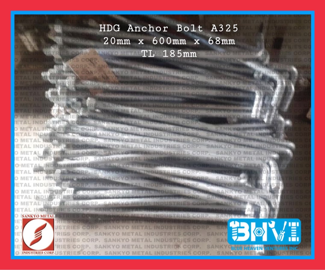 HDG Anchor Bolt A325 20mm x 600mm, Commercial & Industrial