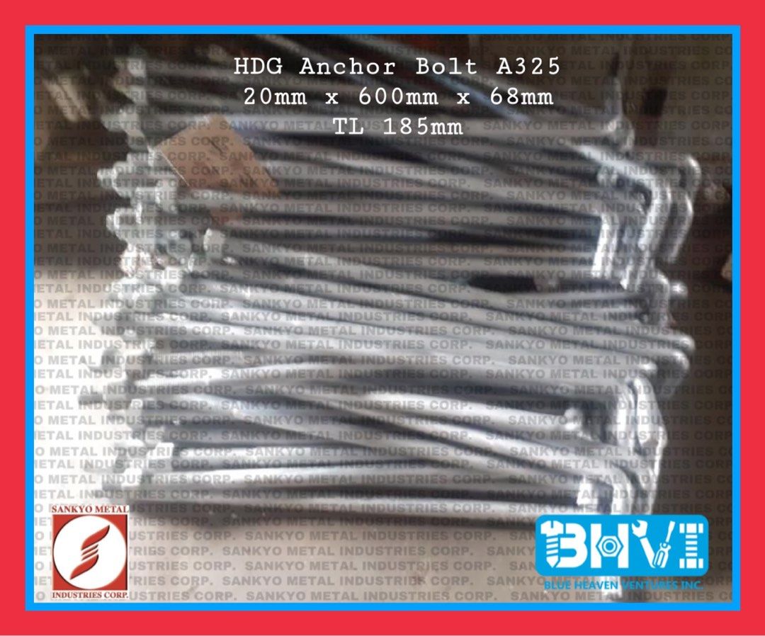 HDG Anchor Bolt A325 20mm x 600mm, Commercial & Industrial
